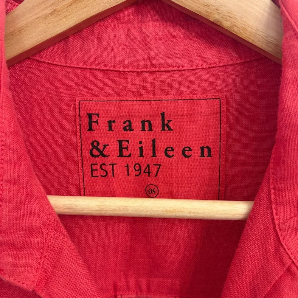 Frank & Eileen Megan Maxi Shirtdress OS Washed Linen Summer Red Button Americana - Picture 6 of 12
